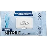 ForPro Professional Collection Disposable Nitrile Gloves, Chemical Resistant, Powder-Free, Latex-Free, Non-Sterile, Food Safe, 4 Mil, Blue, Small, 30-Count