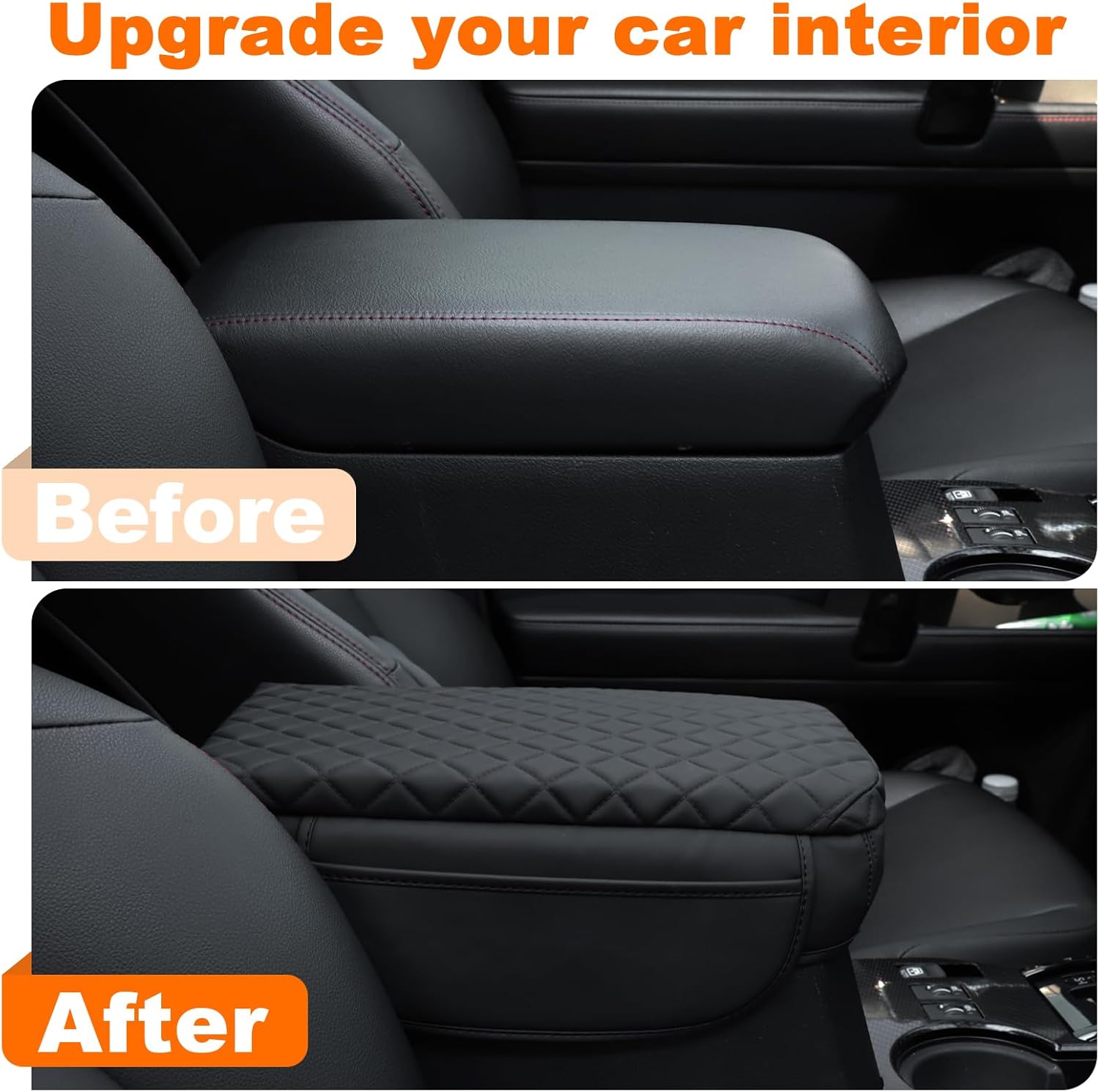 OKLSG Center Console Armrest Cover for Toyota 4Runner 2010-2023 2024 Accessories Arm Rest Pad Console Lid Protector Cushion Black with Pockets