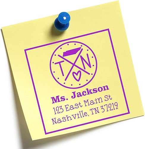 Miniatura 61 de Texas State Love - Sello de dirección cuadrado, uso con almohadilla de sellos, sello de correo de Texas, tamaño 1-5/8 pulgadas Manija