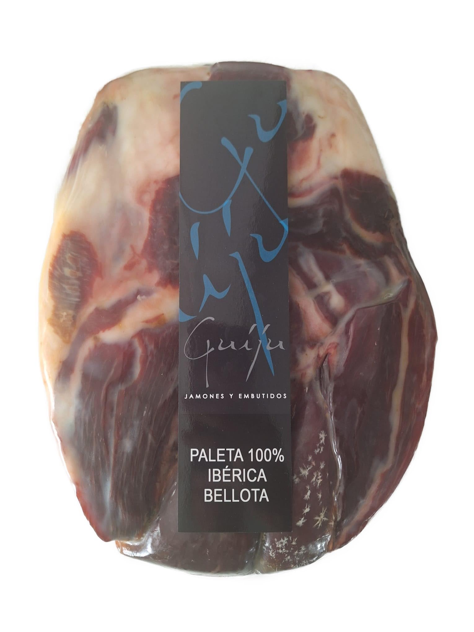 JAMÓN IBÉRICO(PALETA PATA NEGRA) DE BELLOTA 100% RAZA IBÉRICA DESHUESDADO 3 KG. MARCA GUIJU. FABRICA DE SALAMANCA.