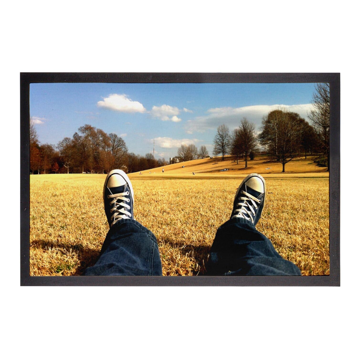 Paillasson Sneakers Champs Chaussures Nature 60x40 cm pour entrée