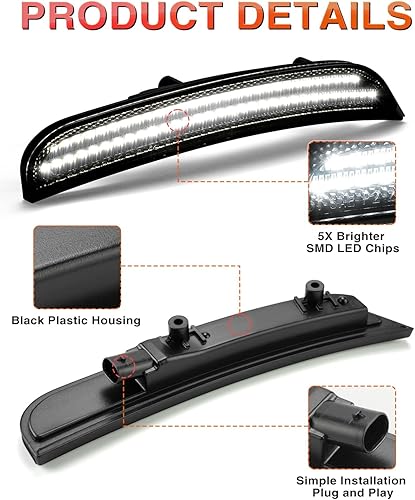 Miniatura 5 de Luces LED de posición laterales blancas compatibles con Dodge Charger 2015 2016 2017 2018 2019 2020 2021 parachoques delantero trasero parachoques