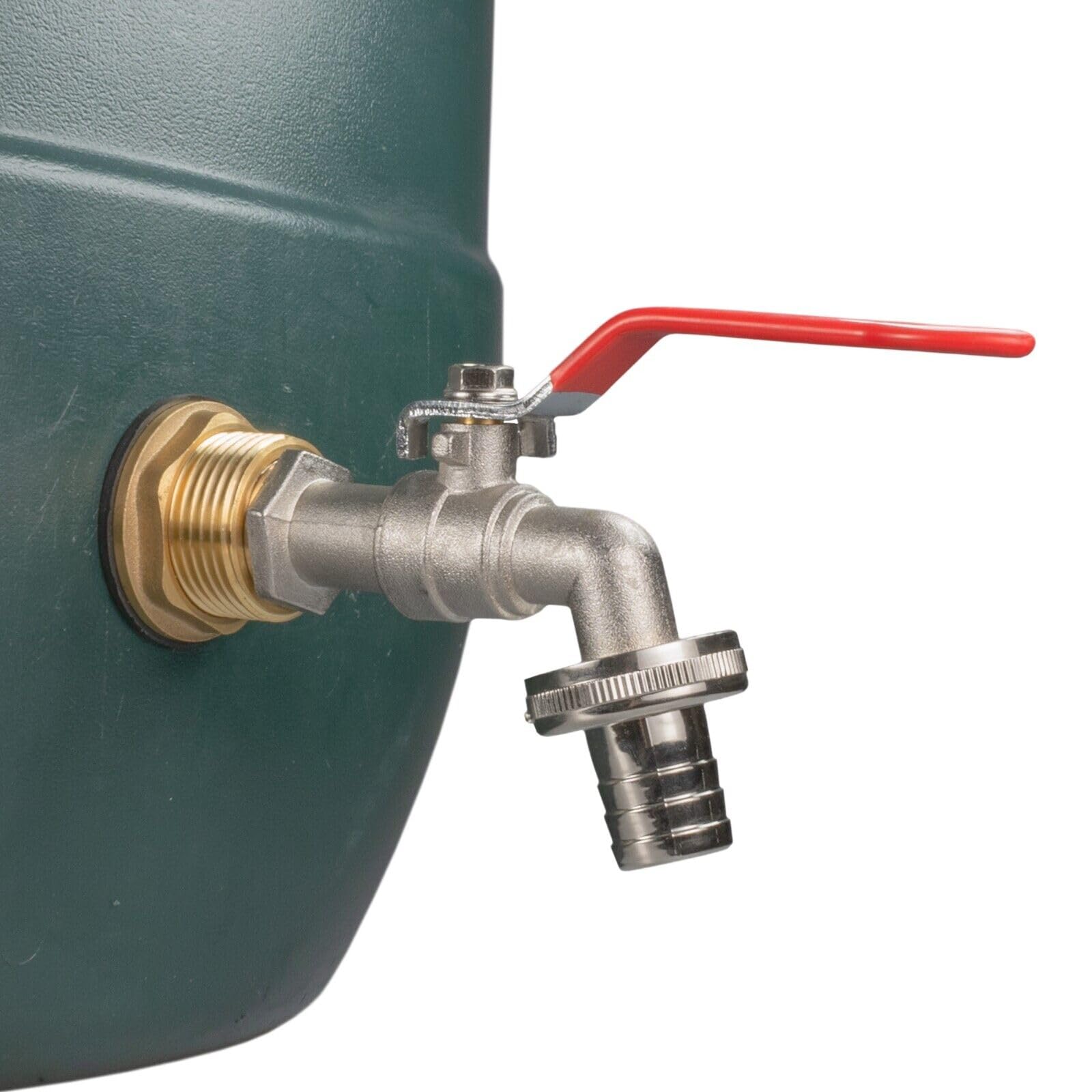 1" Brass Metal Lever Water Butt Replacement Tap with Quick Hosepipe Outlet – Durable Bib Tap for Garden Watering and Irrigation Systems (Lever tap (Barbed))