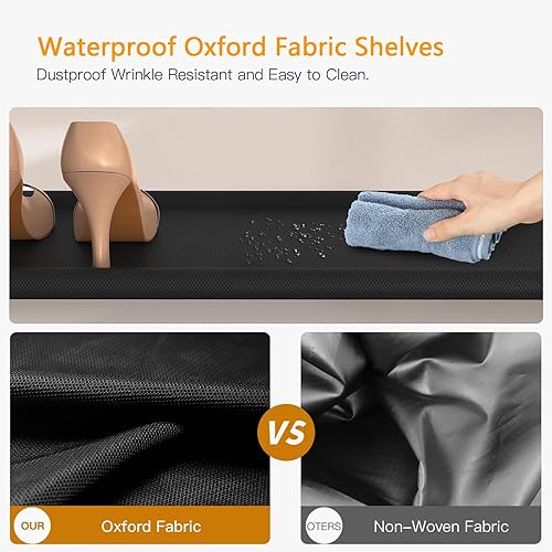 Vista 15 de usikey Zapatero, organizador de almacenamiento de zapatos de 5 niveles con 2 cajones, estante de zapatos de metal para 16-20 pares de zapatos, con 4