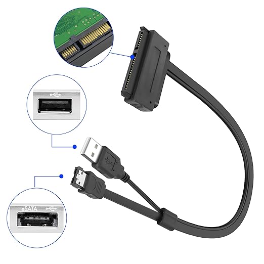 Cable Adaptador SATA 22Pin a eSATA con Alimentación USB 45cm miniatura 4