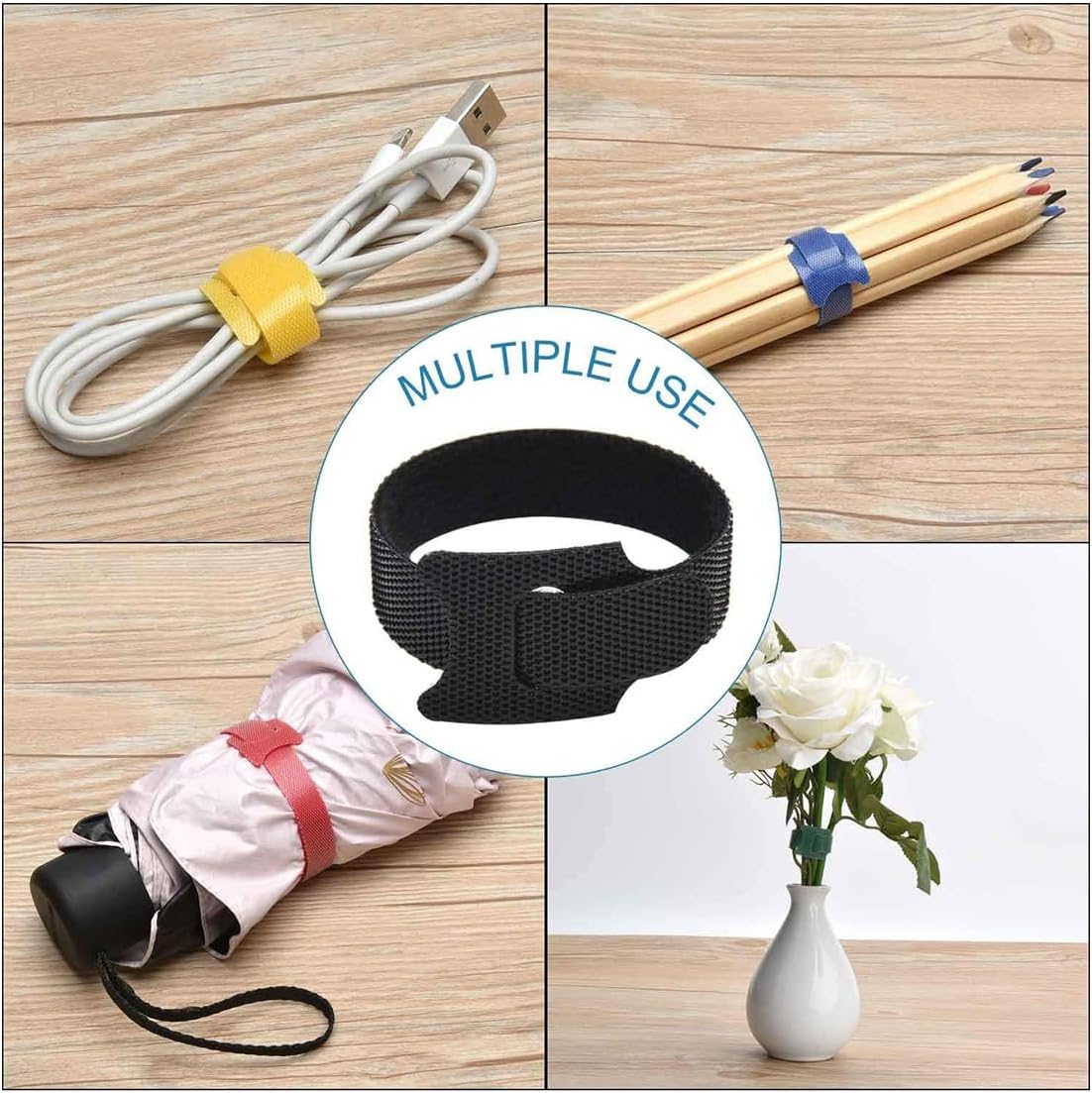 120PCS 6 Inch Cable Ties Reusable Multi-Purpose Wire Ties Cord Organizer Adjustable Cable Management 5 Colors