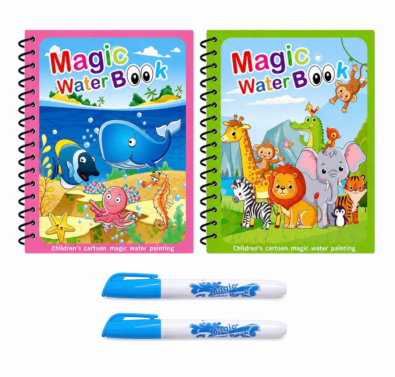 2X Amro London Magic Water Book, Water Colorful Drawing Book, Mess-Free Drawing Book, Water Doodle Book Toys, Educational Learning Gifts