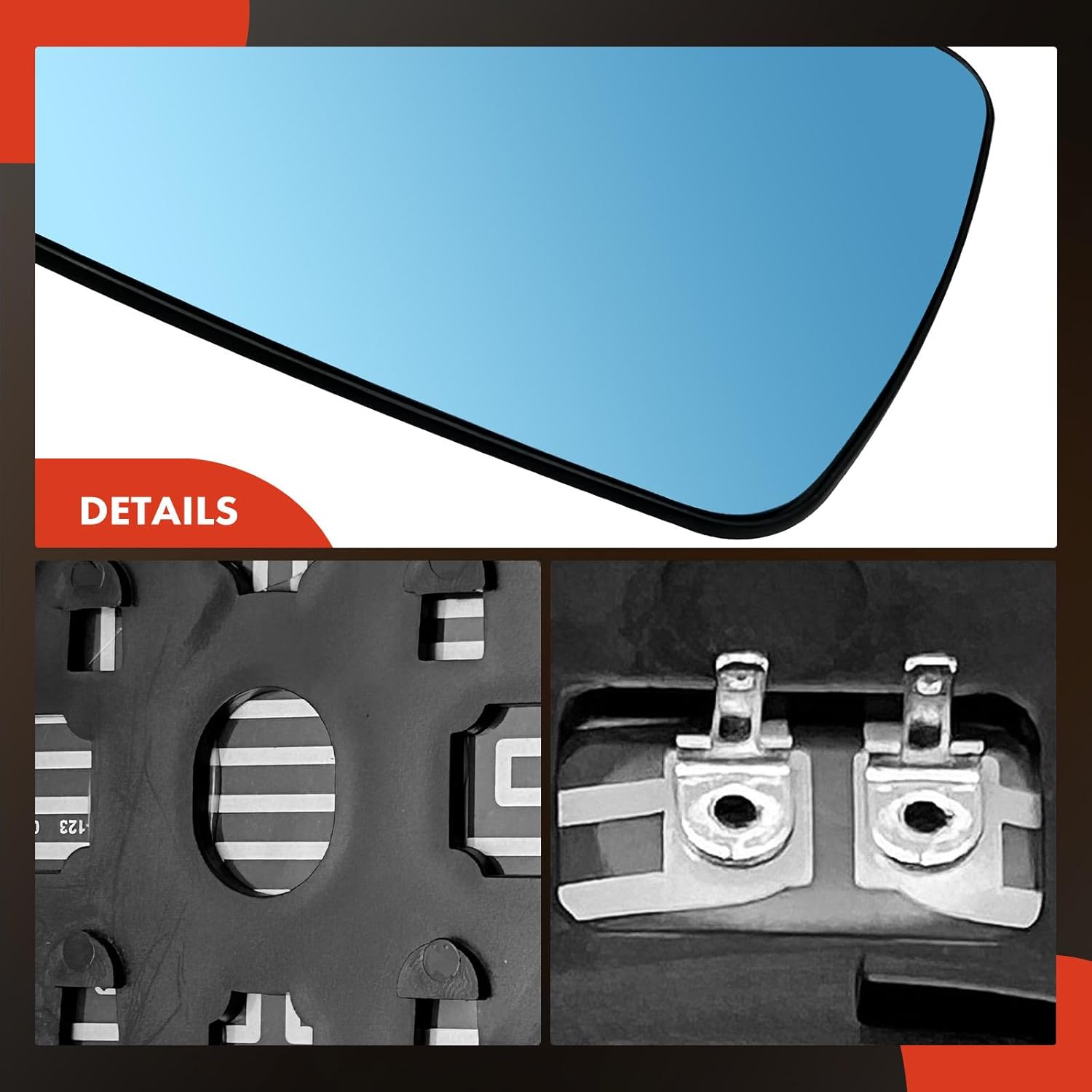 A-Premium Left Driver Side Heated Mirror Glass with Backing Plate - Compatible with BMW E53 Series X5 2000-2006 - Blue Exterior Side View Flat Mirror