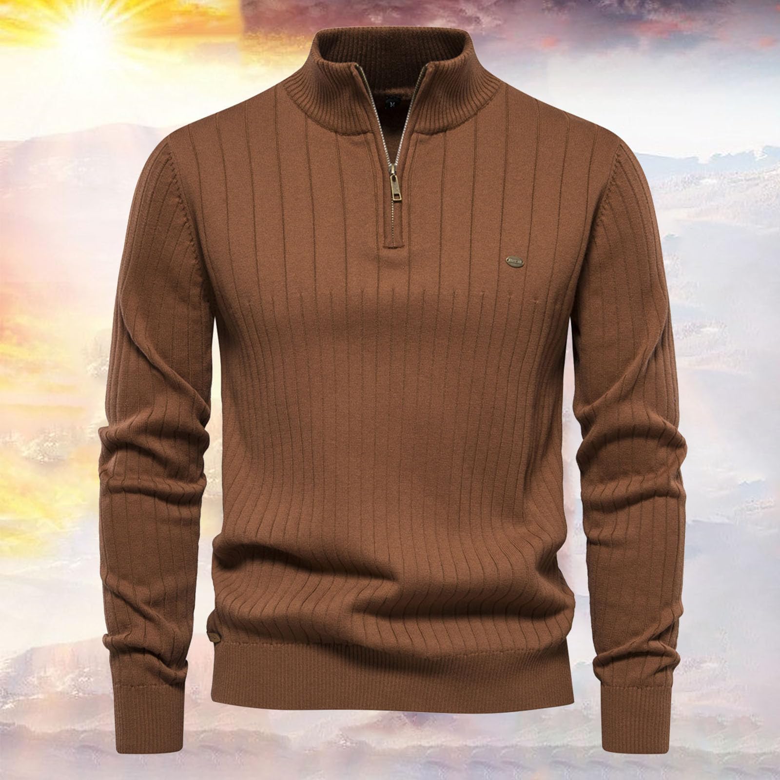 Genérico Jersey Hombre Cuello Alto Cremallera, Jersey Cuello Alto Hombre, Color Sólido Talla Grande Transpirables Holgados Cómodo Sweater Ajuste Relajado Sweater Ideal para Otoño/Invierno Uso Diario