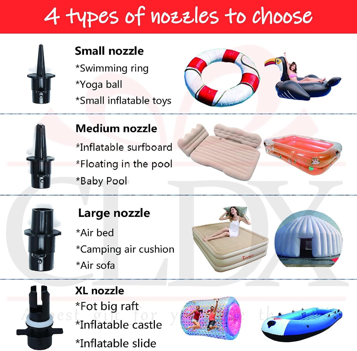 Electric Air Pump Portable Air Mattress Pump for Inflatables, Quickly & Easily Inflator Deflator with 3 Nozzles for Outdoor Camping, Beds, Swimming Rings（AC 110-120V（500W）） (Black) : Home & Kitchen