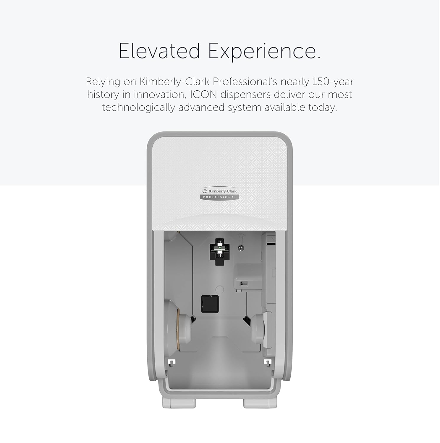 Kimberly-Clark Professional ICON Coreless Standard Roll Vertical Toilet Paper Dispenser 2 Roll (58711), with White Mosaic Design Faceplate, 12.95" x 6.5" x 6.35" (Qty 1)