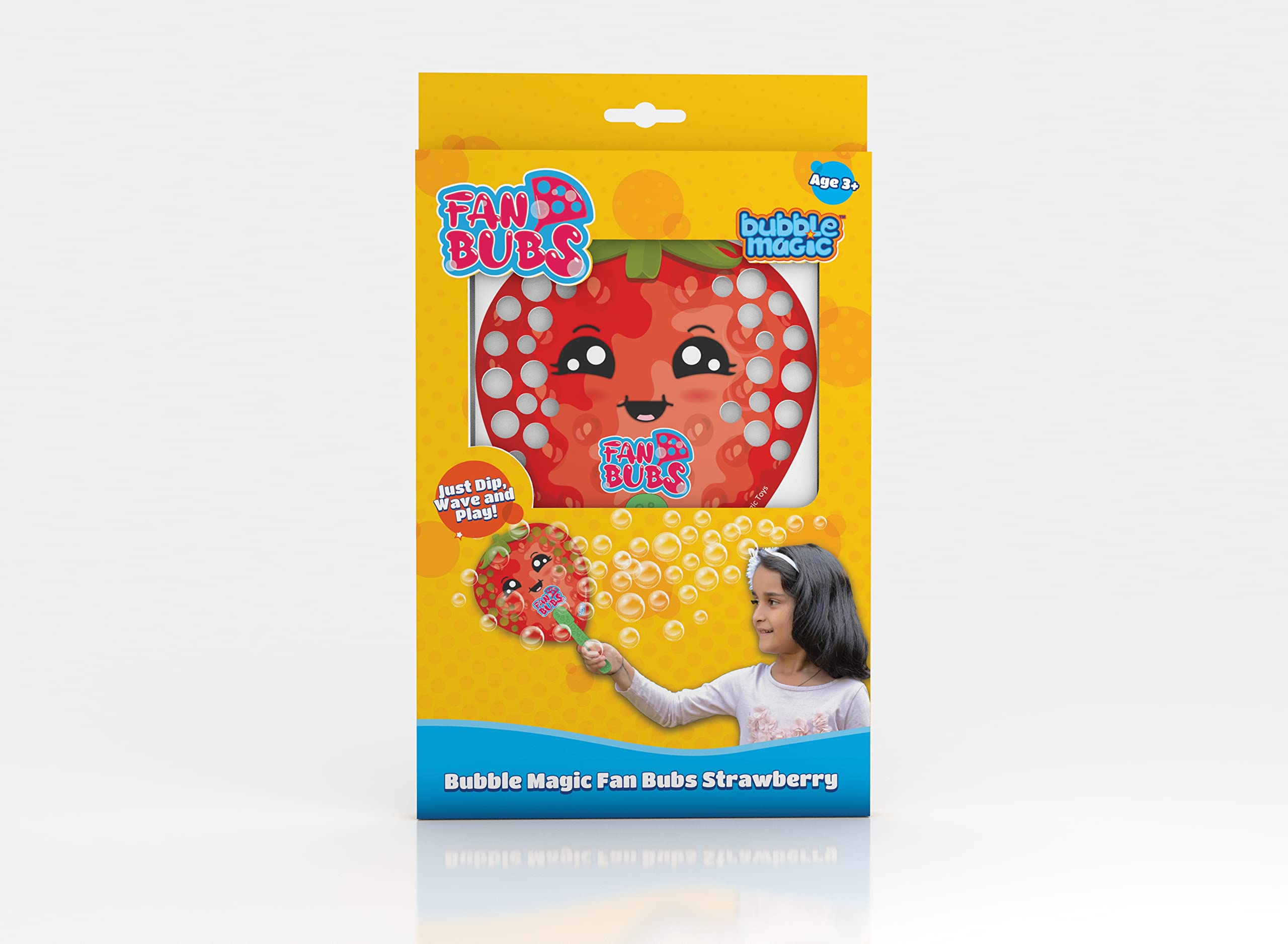Bubble MagicFan Bubs Strawberry, Bubble Solution with Hand Fan for The Kids 3 Year and Above, Multicolor, (FB50011)
