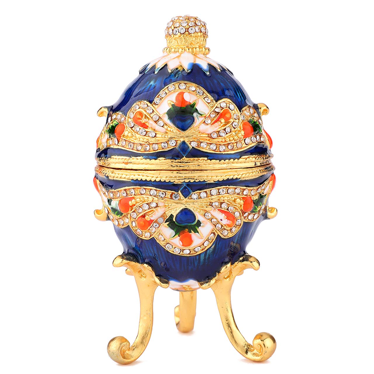 Qifu Multi Vintage Colorful Easter Egg Style Enamel Trinket Box Hinged