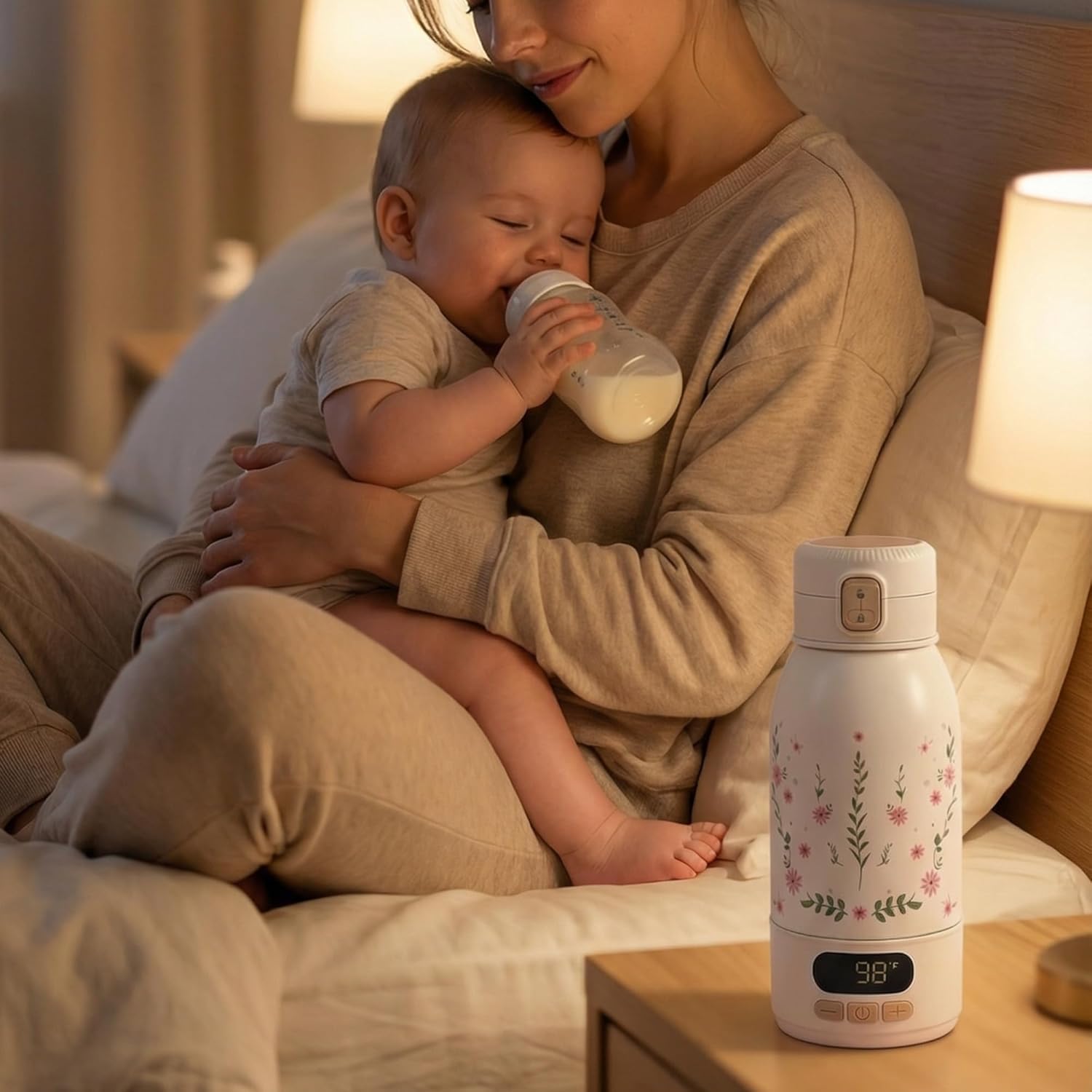 Portable Bottle Warmer for Travel, Fast-Heating Water and Milk Warmer for Baby, USB Rechargeable with Long-Lasting Battery for Car, Airplane, Outdoor, and Overnight Use, 17oz Capacity