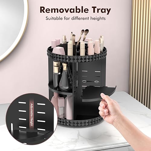 Miniatura 3 de Organizador de maquillaje giratorio, organizadores giratorios de cuidado de la piel de 360, almacenamiento de cosméticos de capa ajustable,