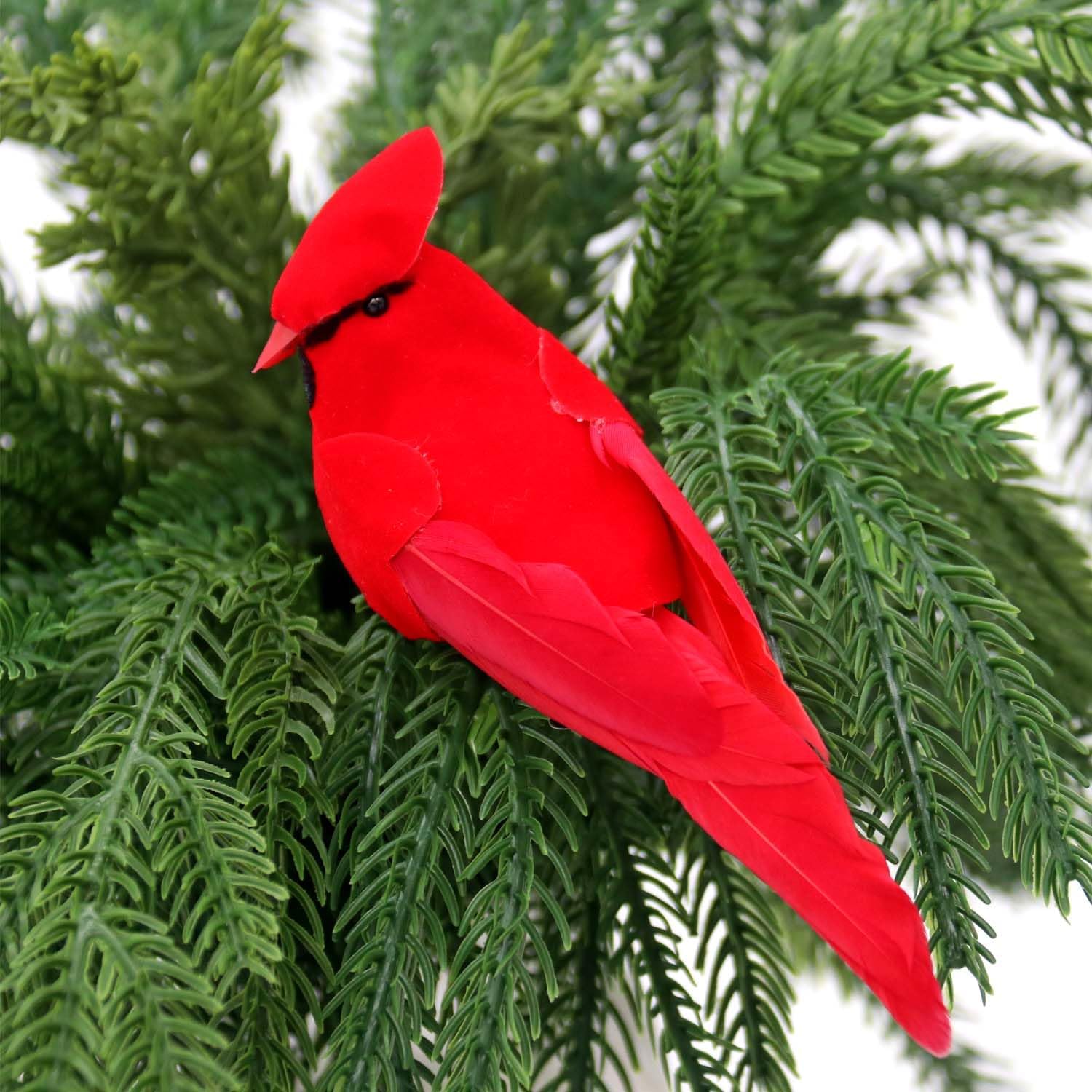 NEKER 12 Pcs Red Birds Cardinal with Clip on Christmas Tree Decoration Artificial Red Birds with Feathers for Wreath Ornaments - Image 6