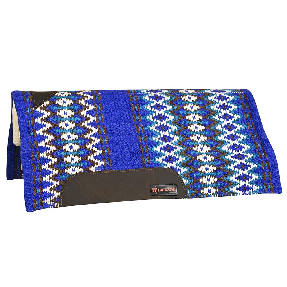 HILASON 34x36 in Western Horse Saddle Wool Blanket Pad Felt Fur | Saddle Pads | Horses Saddle Pads | Horse Riding Pads | Saddle Blankets for Horses | Royal Blue