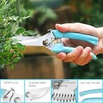 Garden Pruning Shears, 2 Pack Pruning Scissors Gardening Tools, Pruners for Flower, Bushes, Bonsai and Fruit Tree, 1 Bypass Pruning +1 Straight Blade Scissors, Blue