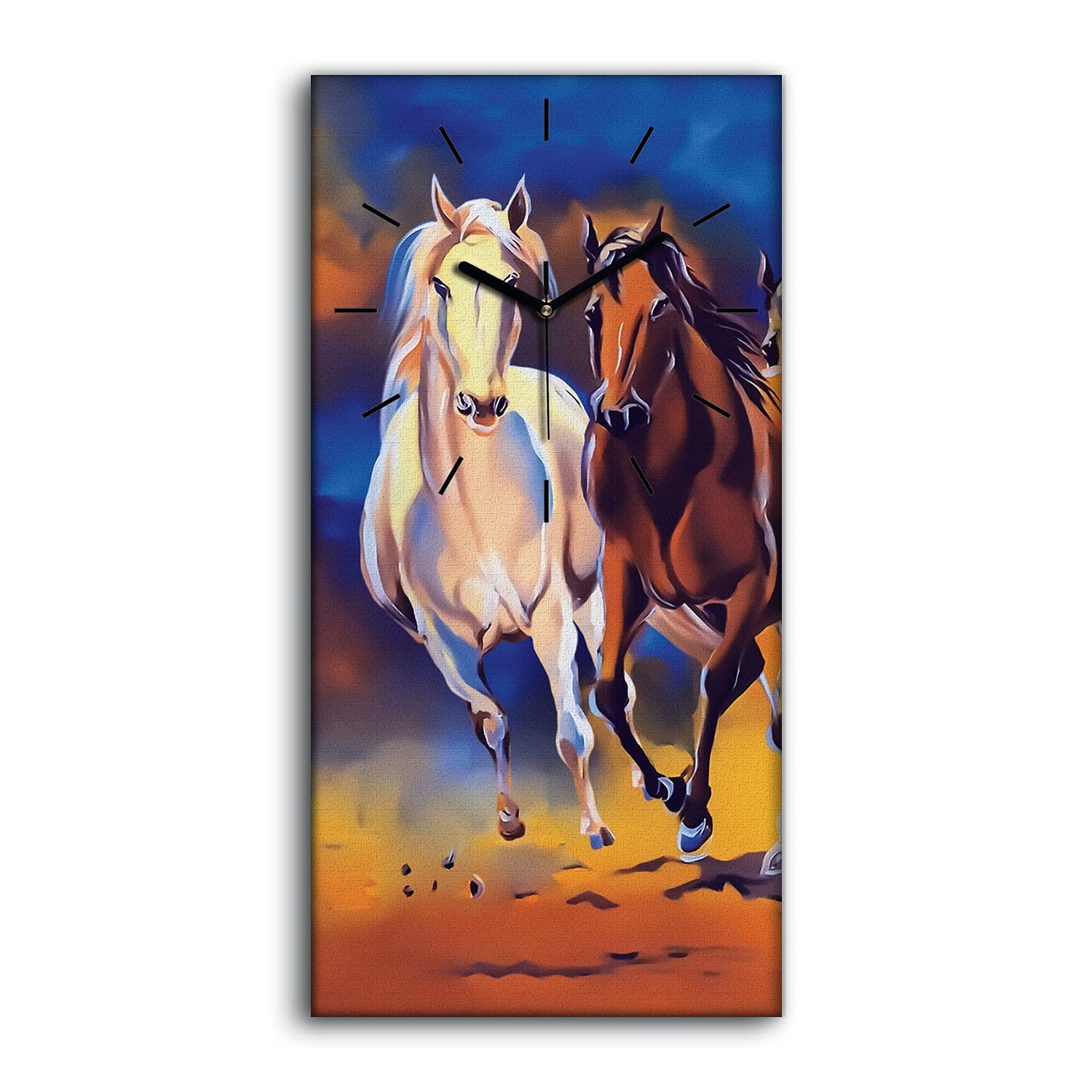 Horloge sur Toile Silencieuse sans Tic Tac Motif Cheval 30x60cm