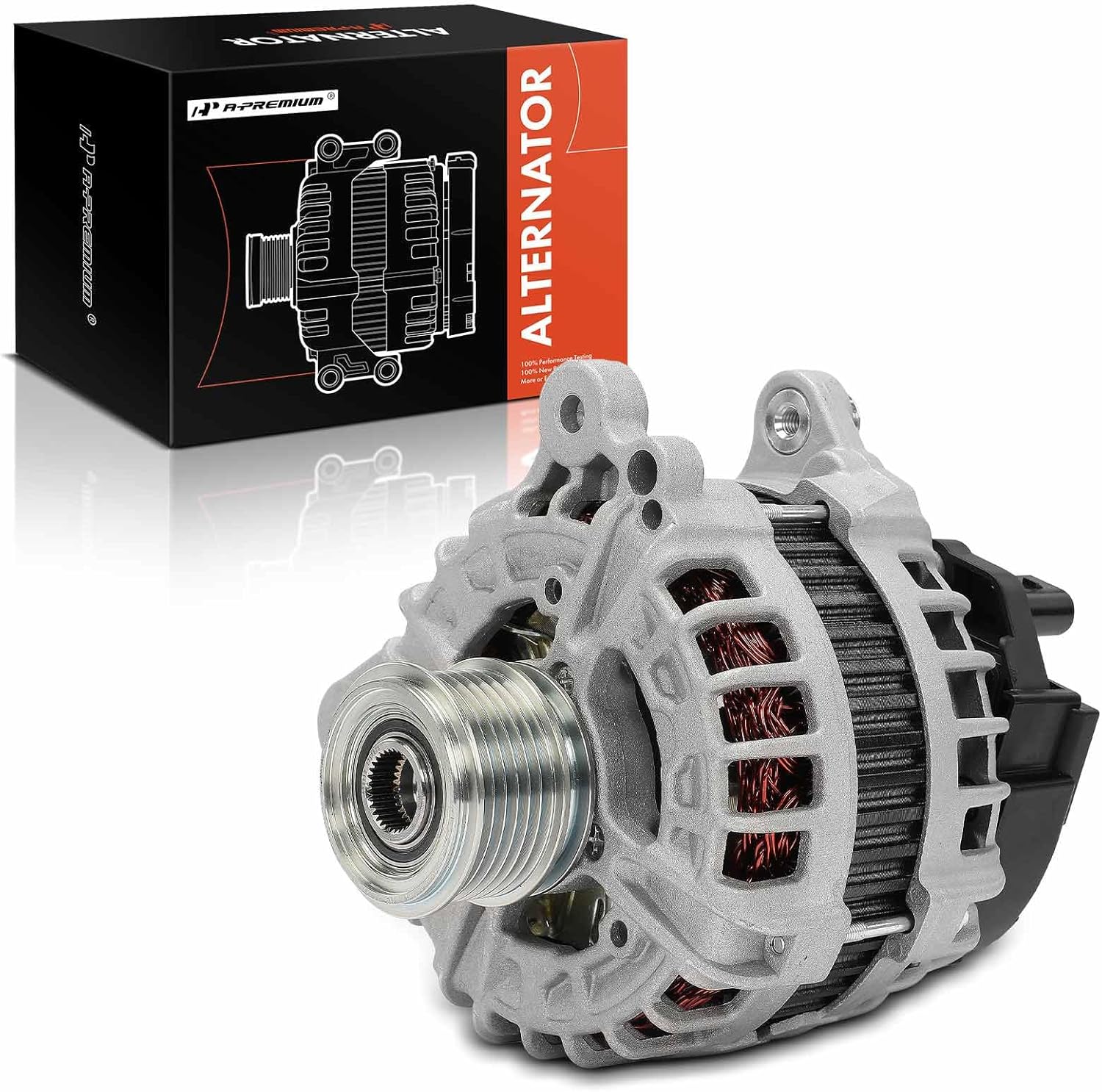 A-Premium Alternator Compatible with Volkswagen Passat 2012 2013 2014 2015, 2.0L, 12V 180A 6-Groove Clutch Pulley Clockwise, Replace# 0125811009, 0125811036
