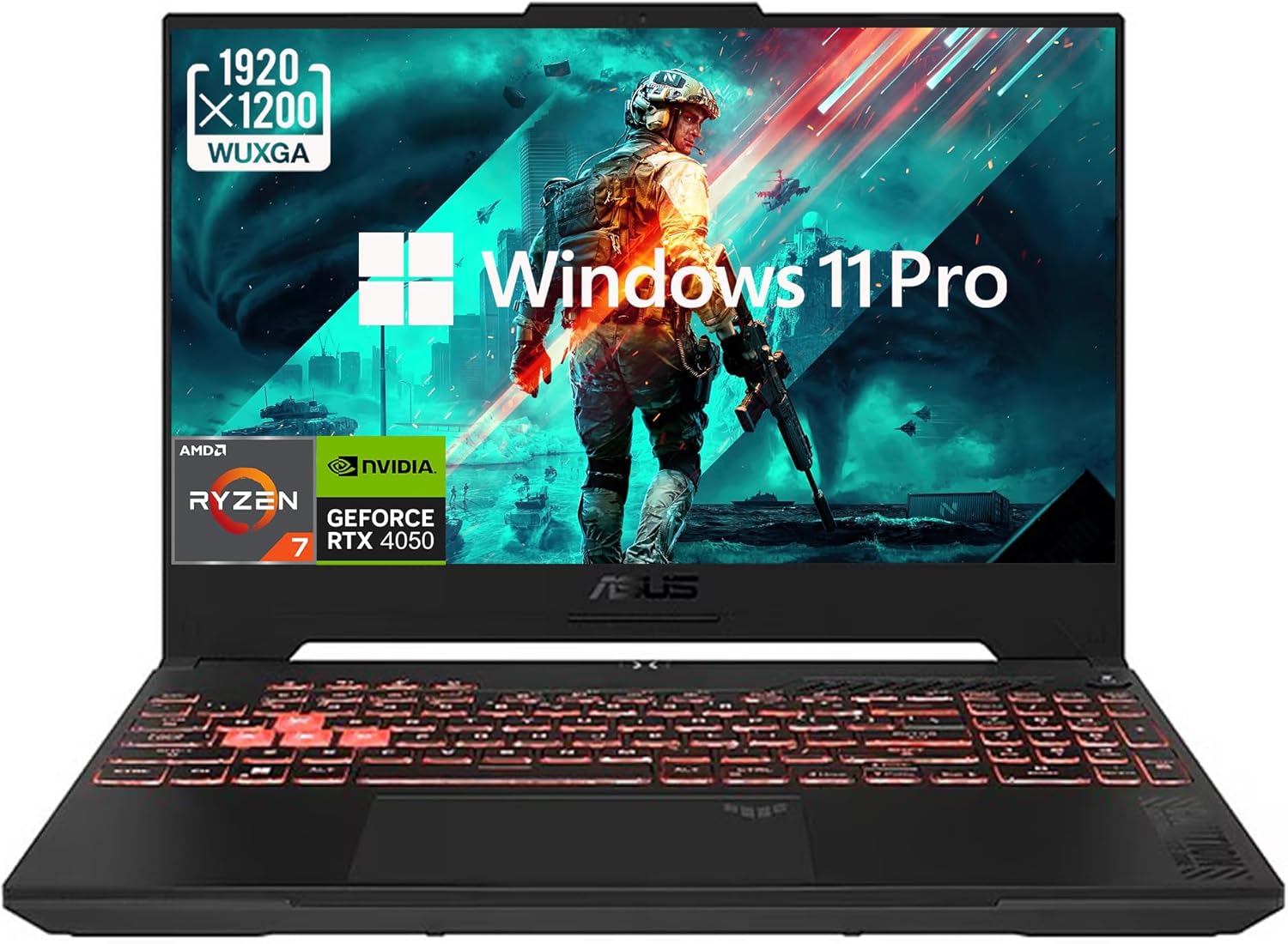 ASUS TUF Gaming A16 Laptop, 16″ WUXGA IPS 144Hz FHD, AMD 6-core Ryzen 7 7445HS, 64GB DDR5 2TB SSD, NVIDIA GeForce RTX 4050 (Up to 194 AI Tops), RGB Backlit Keyboard, Wi-Fi, Bluetooth, Windows 11 Pro