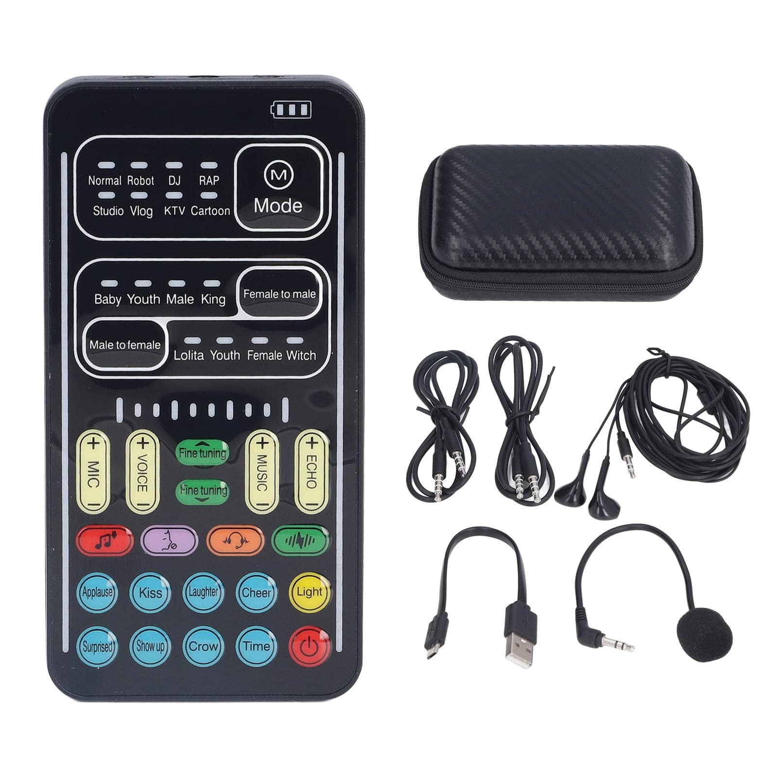I9 Changeur de Voix Portable avec Bluetooth 5.0, Microphone Modulateur pour Jeu, Carte Son en Direct pour Ordinateur