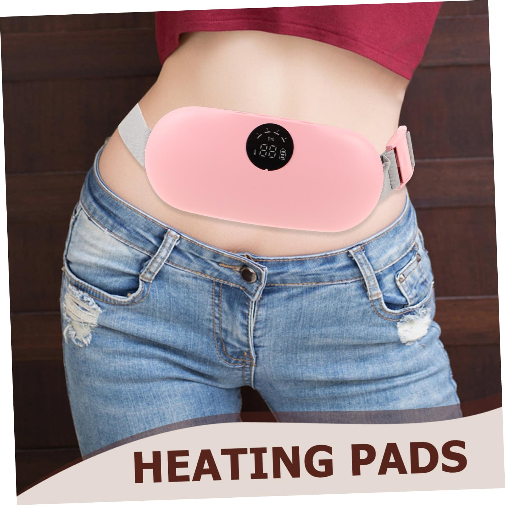 Almohadilla Térmica Menstrual Vibratoria Cinturón Calentador Abdominal Ajustable Masajeador Lumbar Portátil para Alivio de Calambres y Soporte Durante Menstruación Mujer Rosa