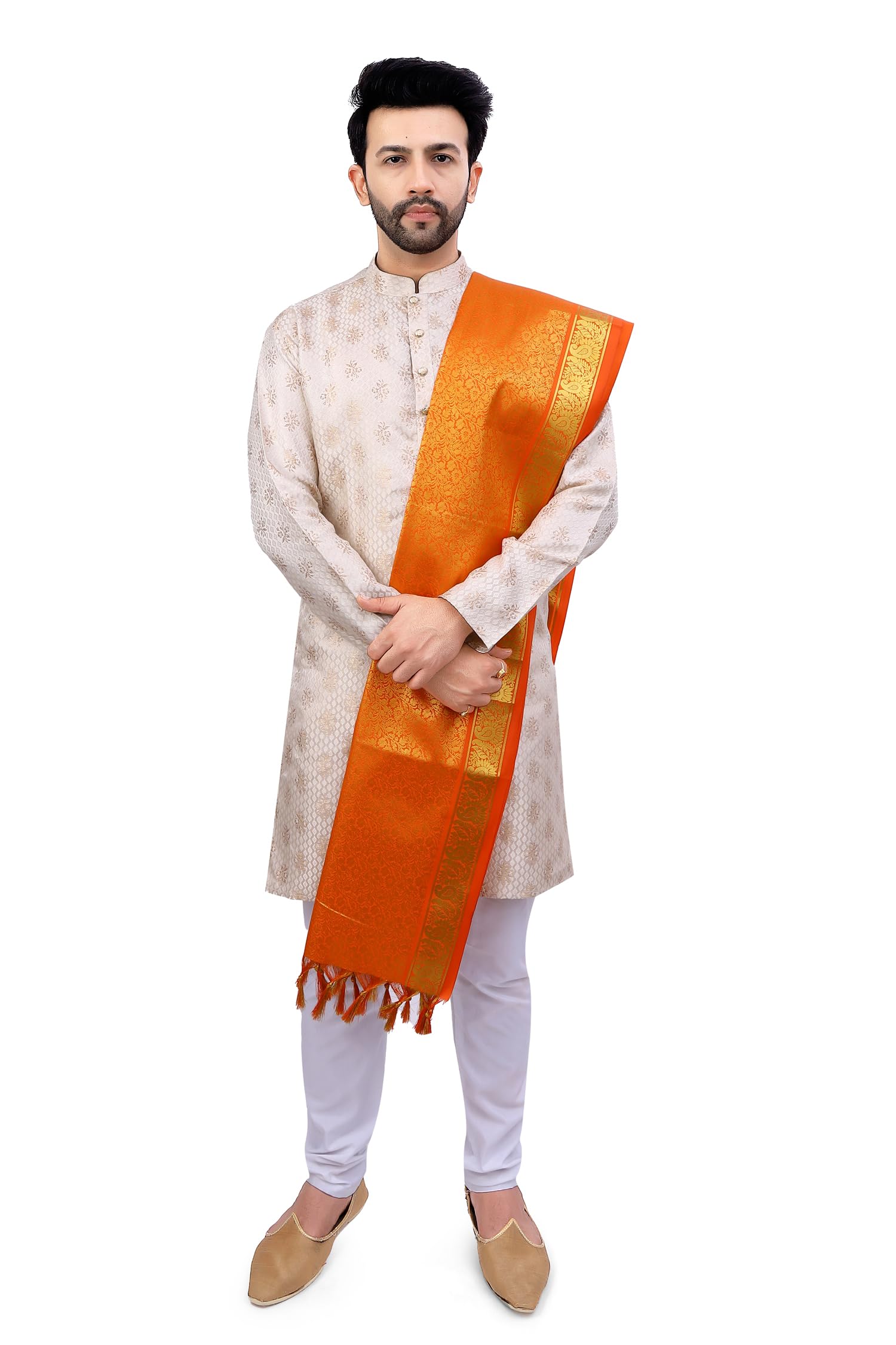 priyakant safawala Traditional Wedding Collection Brocade Banarasi Silk Shawl, Shela, Dupatta For Men And Women Wedding Use It, [Size - 36×84 Inches, 2.25 Meter]-picture-36