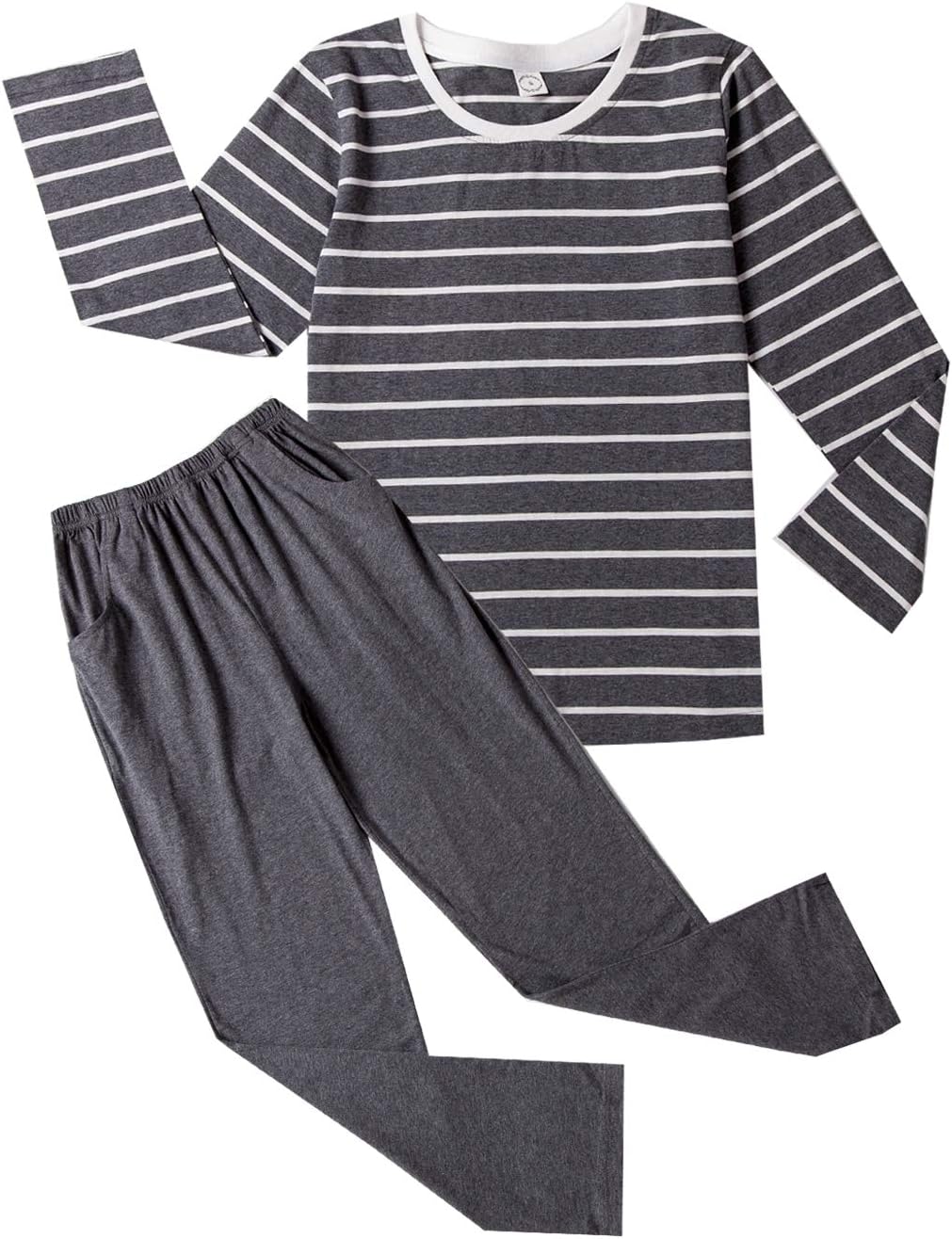 Big Boys Fashion Strips Loose Cotton Pajama Set Pants Shorts Top Sleepwear 8-17Years