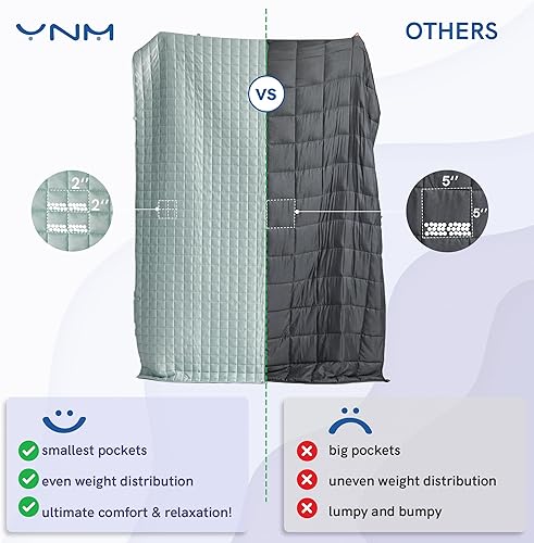 Vista 58 de YnM - Manta con peso para adultos, algodón pesado, perlas de vidrio refrescantes para usar todo el año, ideal para una persona de 240 libras