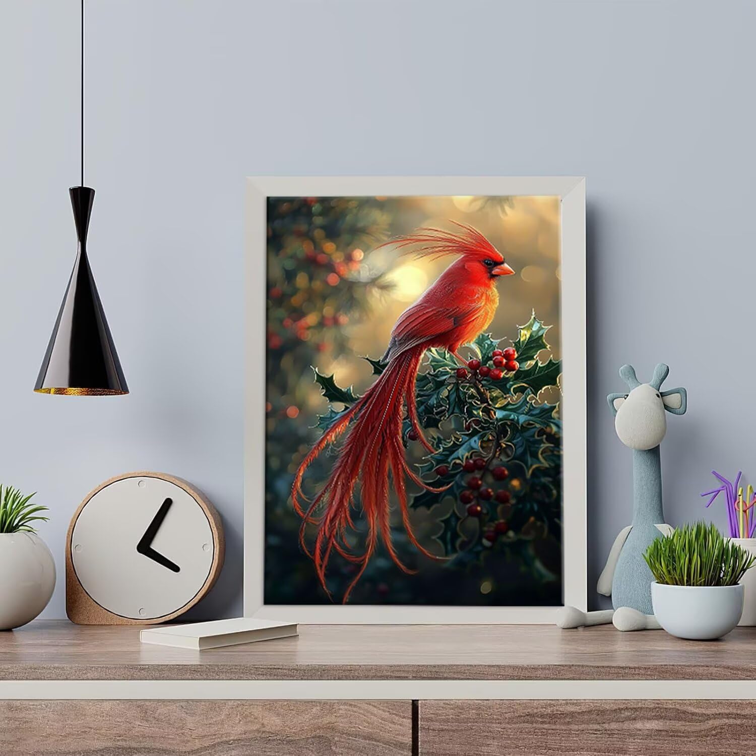 Maluj według numerów dorośli czerwony ptak, zdjęcia po numerach Pigment akrylowy, DIY malowanie po numerach zestaw DIY DIY dla dorosłych, dekoracja domu prezent ścienny 70x105cm (bez ramki) u-340