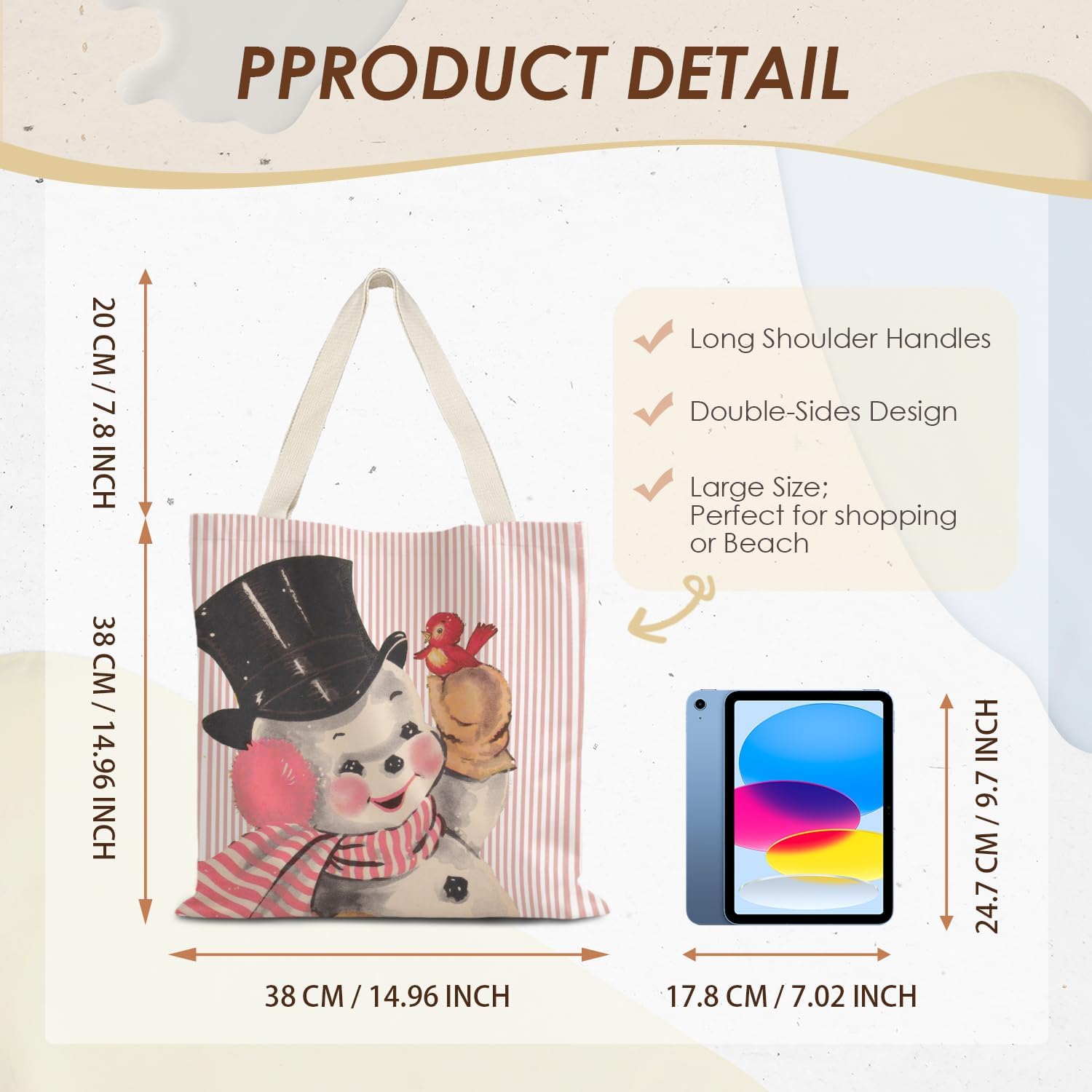 Santa Claus dogs cats cows Christmas Tote Bags for Woman,Reusable Grocery Bags Shopping Bags - Image 6