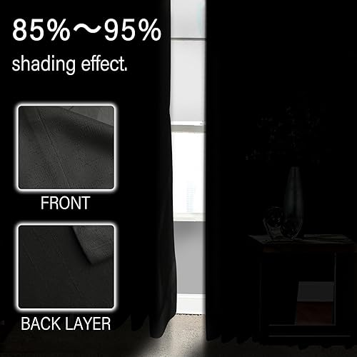 Miniatura 5 de Tisjoran Cortinas opacas ignífugas resistentes al fuego, con aislamiento térmico y bolsillo para barra, paneles para dormitorio, 84 pulgadas de