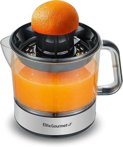 Elite Gourmet ETS623 - Exprimidor eléctrico de cítricos de 40 W, sin BPA, compacto, gran volumen, control de pulpa, naranjas, limones, limas,