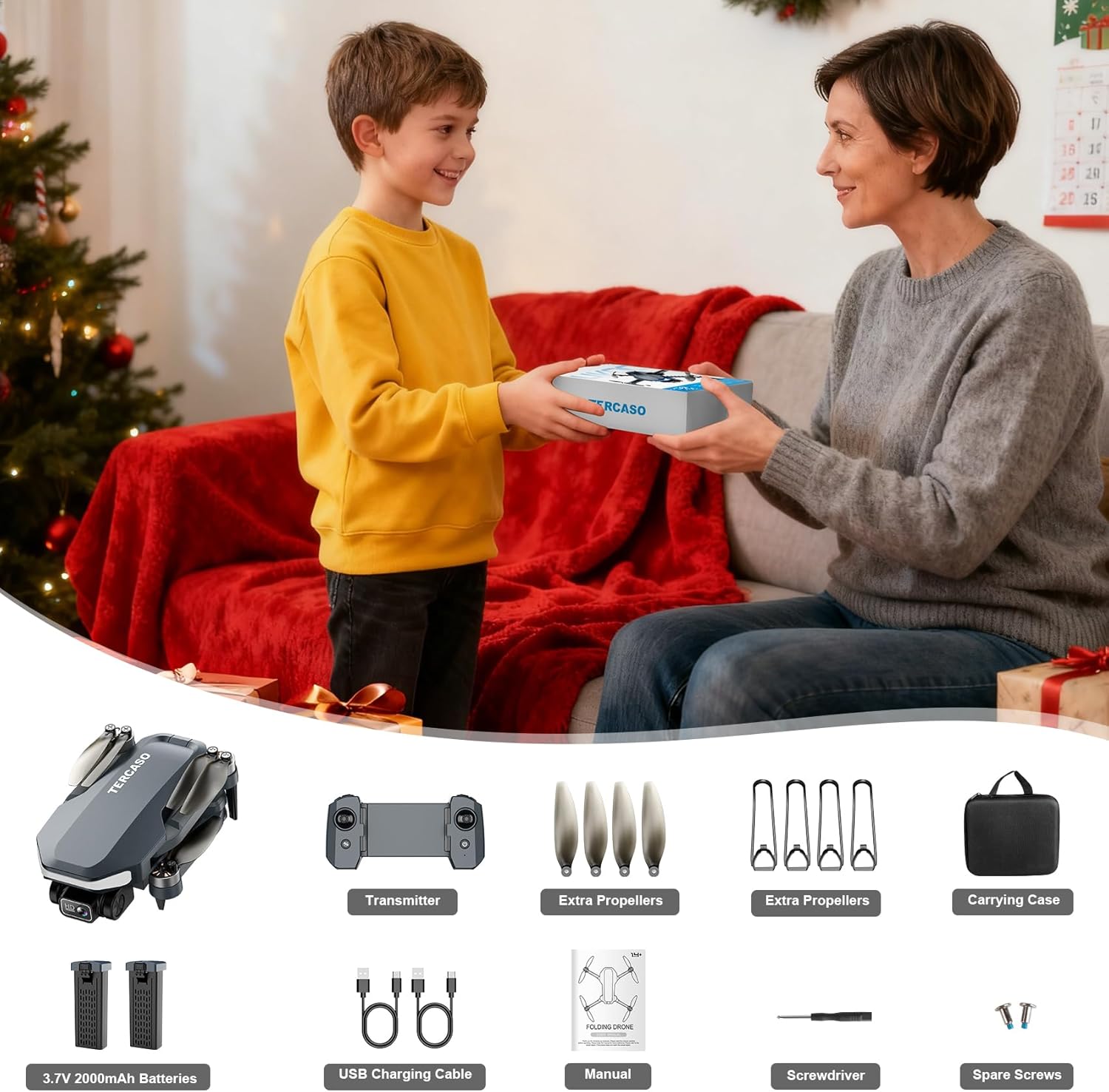 GPS Drone with Camera for Adults - 2K HD Camera FPV Live Video, GPS Drone with Auto Return, Brushless Motor, Foldable Quadcopter, Follow Me, Headless Mode Remote Control for Kids T...