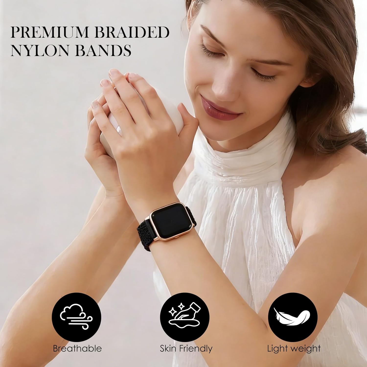 6-Pack Elastic Nylon Watch Bands for BIGGERFIVE Brave 2 Smartwatch, Lightweight Soft Stretchable Replacement Straps for BW01 Brave / BW02 Brave 2 Men & Women - Image 4