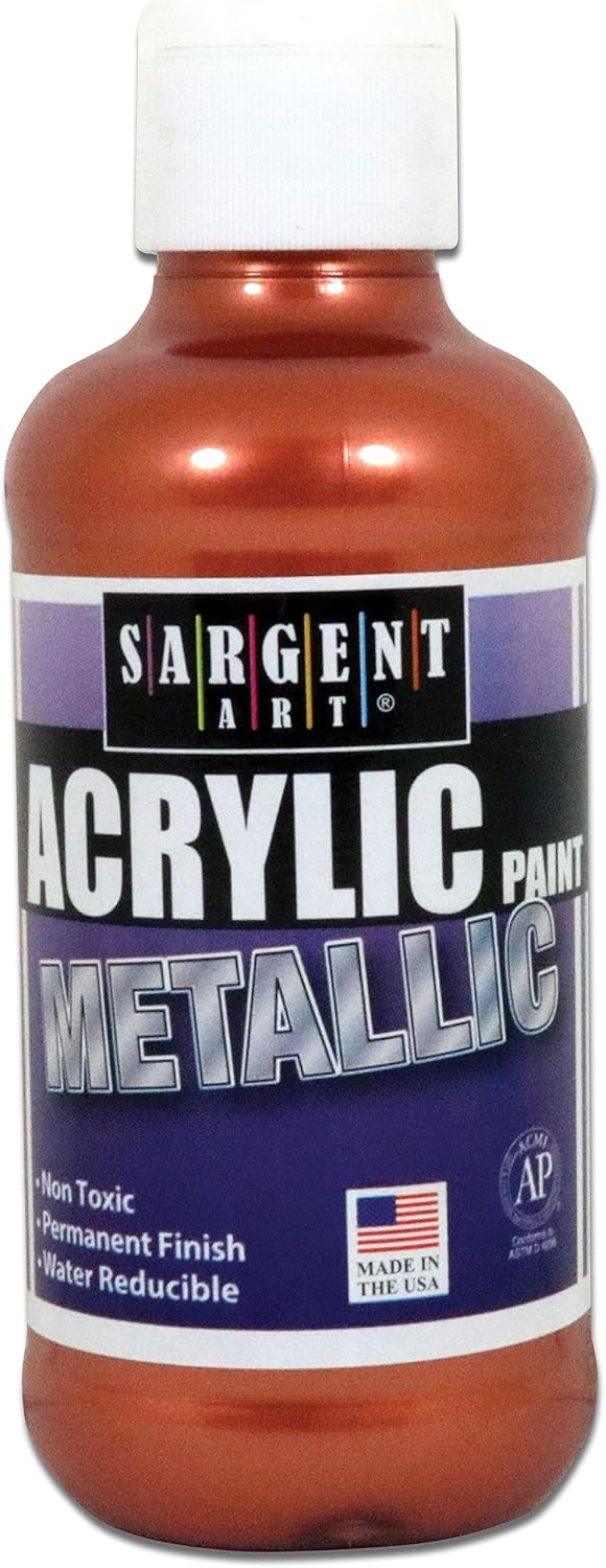 Sargent Art 8 Ounce Liquid Metal Acrylic Paint, Copper Color, Brilliant Matte Finish, Fast Dry Formula, Non-Toxic for Kids, Beginners & Students, Art Supplies for Craft Surfaces, Pouring and Canvases