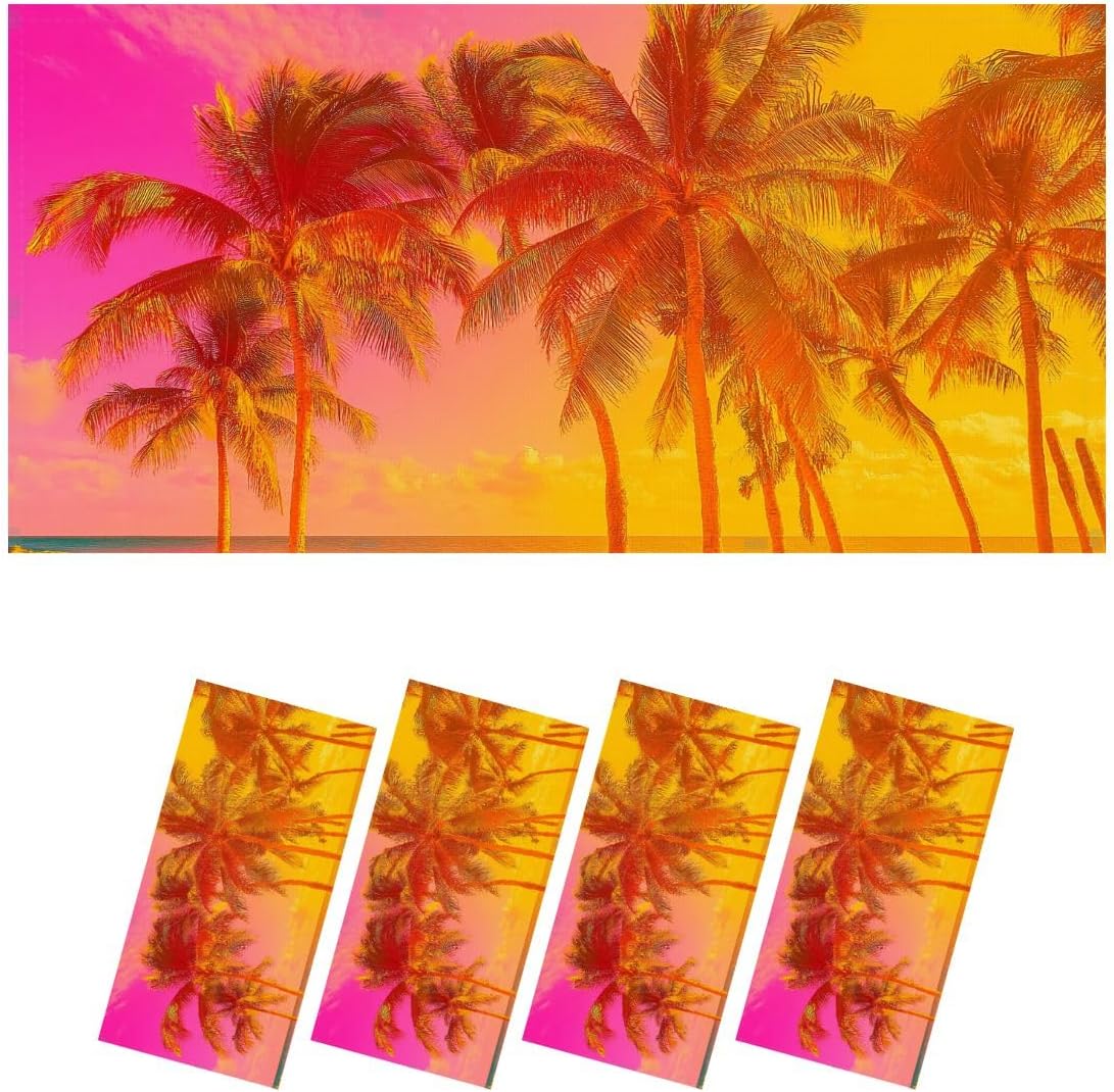 Fluorescent Light Covers for Ceiling Lights Rich colourful landscape Beach holiday Palm trees against sky Easy to Install Magnetic Light Filter for Classroom Office Hospitals School Home Decor