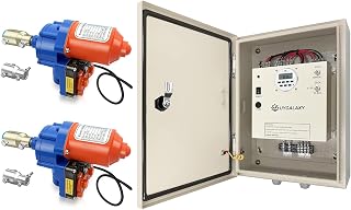 Greenhouse Roll Up Motors with Limit Switch (2 Packs) + Automated Timer Controller Transformer Electric Box (AC110V to DC24V) for Top Greenhouses Ventilation, Automatic Venting Kit