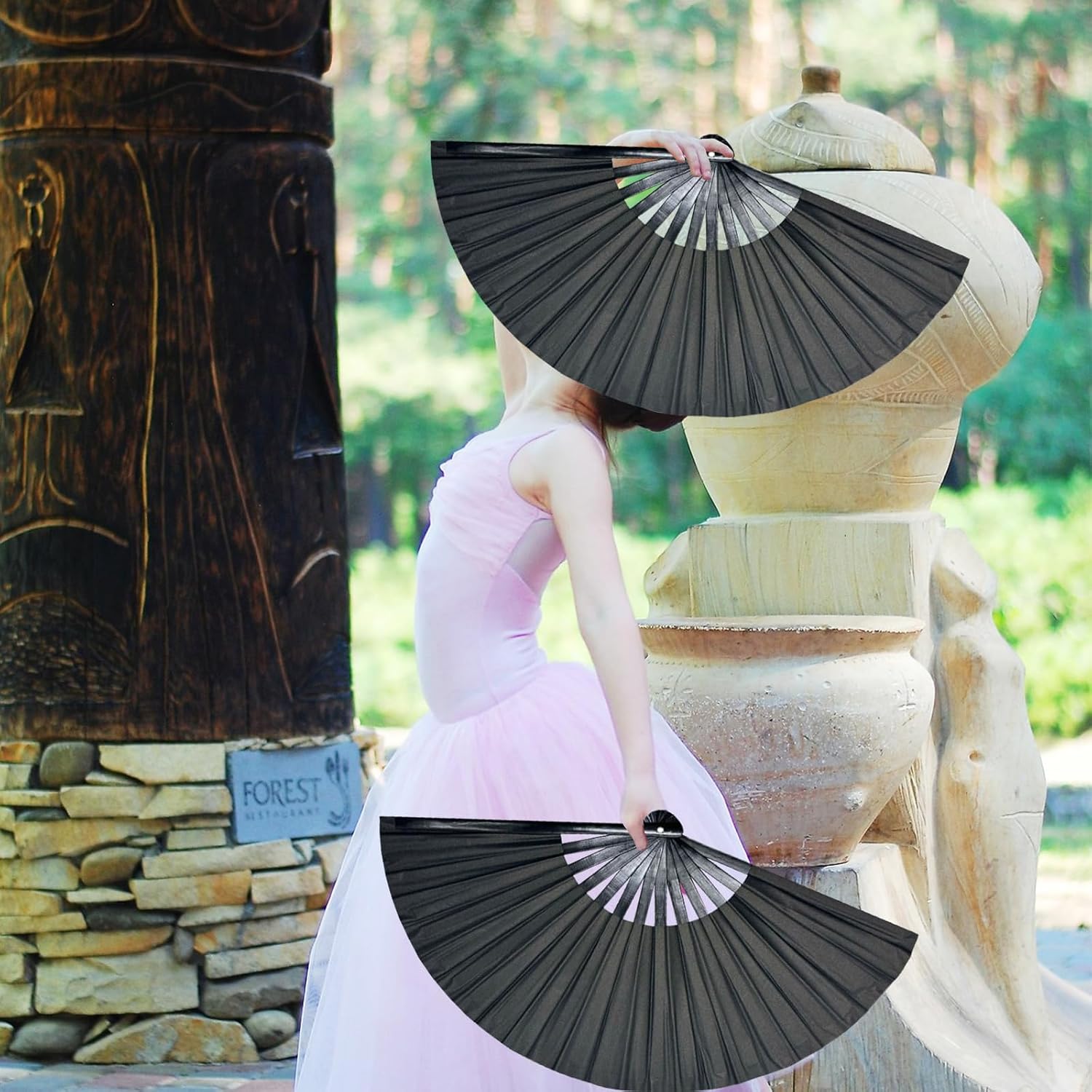 Boots on The Ground Fan,Large Holographic Folding Hand Fan, Clap Fans For Line Dancing,Foldable Craft Holding Laser Colors Hand Fan,Party,Dance Enthusiasts Gift (Black plastic fan ribs 2pcs)