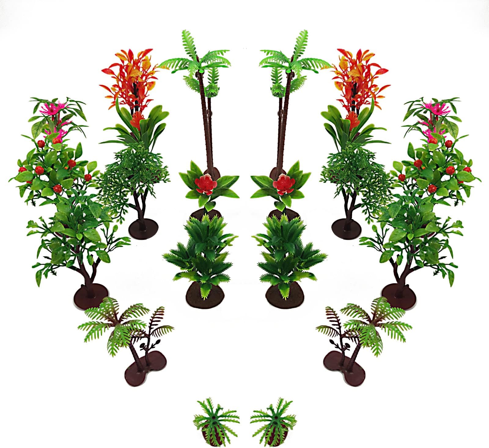22Pcs Mixed Model Trees Miniature Plastic Trees Cake Topper Trees Rainforest Trees for Project for DIY Small World Toys Mini Dinosaur Figures or Crafts Landscape Construction Model