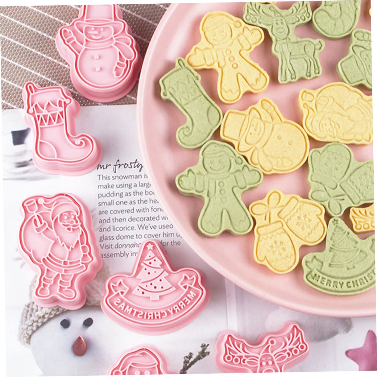 Cabilock 5 Juegos Molde De Galletas Decoraciones De Pastel De Galletas Equipo Navidad Pequeños Cortadores De Galletas Oro Cortador De Galletas De Caldero Día Festivo Rosa Páginas 8 Uds * 5
