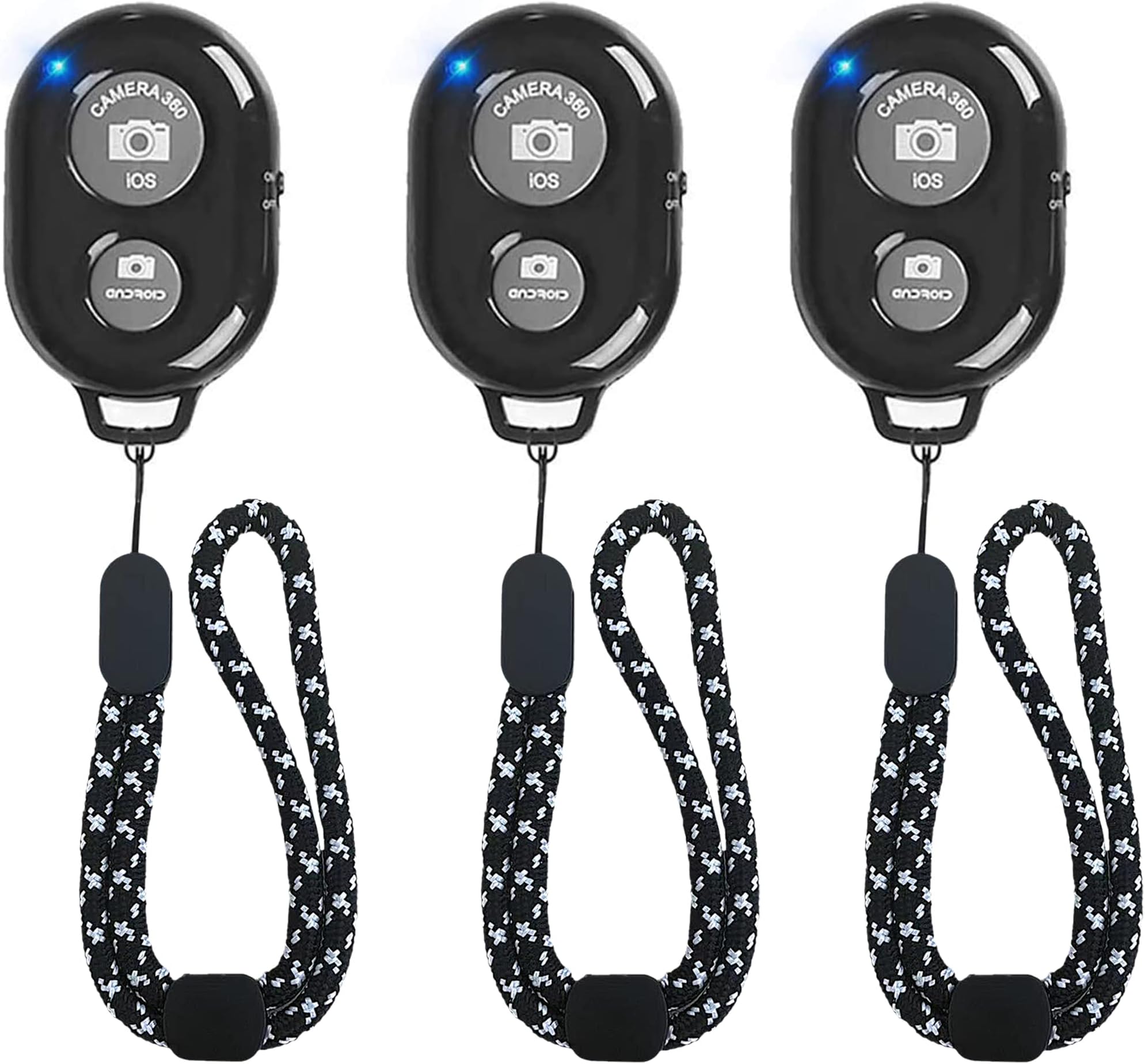 Remote Shutter for iPhone Camera, Bluetooth Remote for Android, Hands Free Works with Take a Christmas Family Portrait, Create Amazing Photos and Selfies, Wrist Strap Included（3 Pack） (Classic)