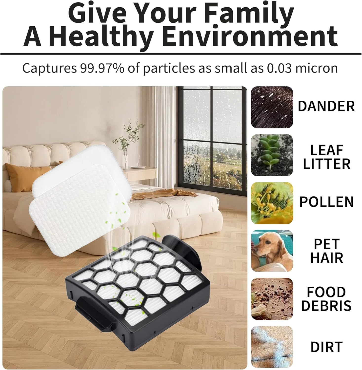 Unikstone 6 Foam Filter + 2 Hepa Filter Compatible with Shark ZU62 ZU60 NV255 NV150 NV251 NV151 Navigator Rotator Pet Pro Upright Vacuum Part 1238FT60 1239FT60