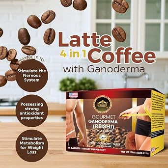 Eternal Spirit Beauty 4 in 1 Coffee, with GANODERMA (REISHI) Pack of 6. Bonus 1 Stainless Steel Coffee Cup, Double Wall Vacuum Insulated Tumbler Mug With Lid