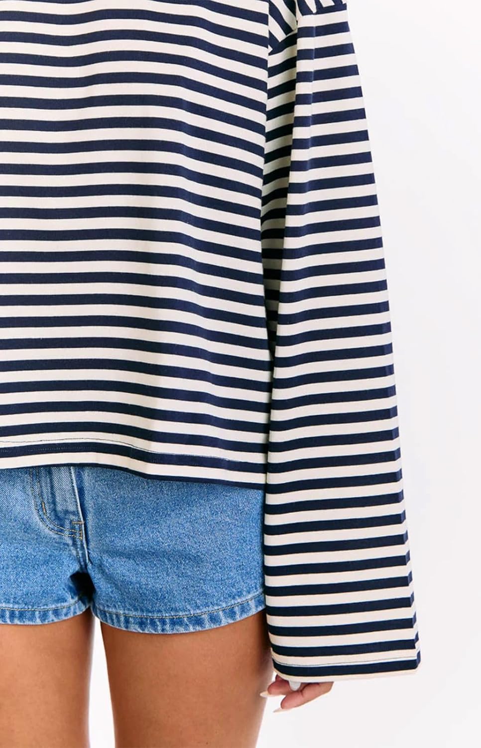 Striped Long Sleeve Shirt Women Oversized Sweatshirt Baggy Tee Shirts Crewneck Pullover Y2K Tops - Image 4