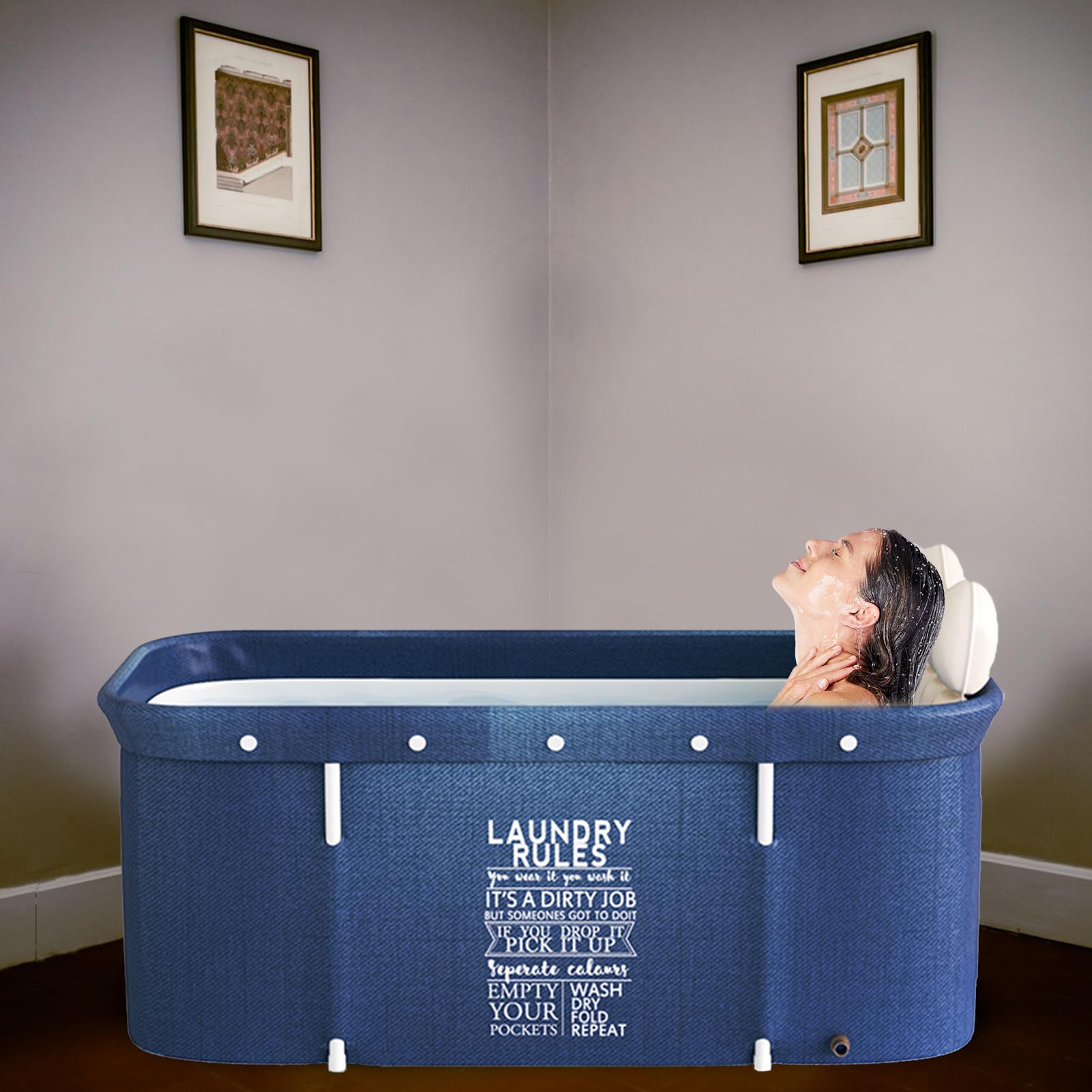 Bañera plegable Bañera de pie empapada Bañera portátil Bañera móvil Bañera plegable Barril Baño Spa Bañera, 120 x 50 cm para interior y exterior (Estilo 2)