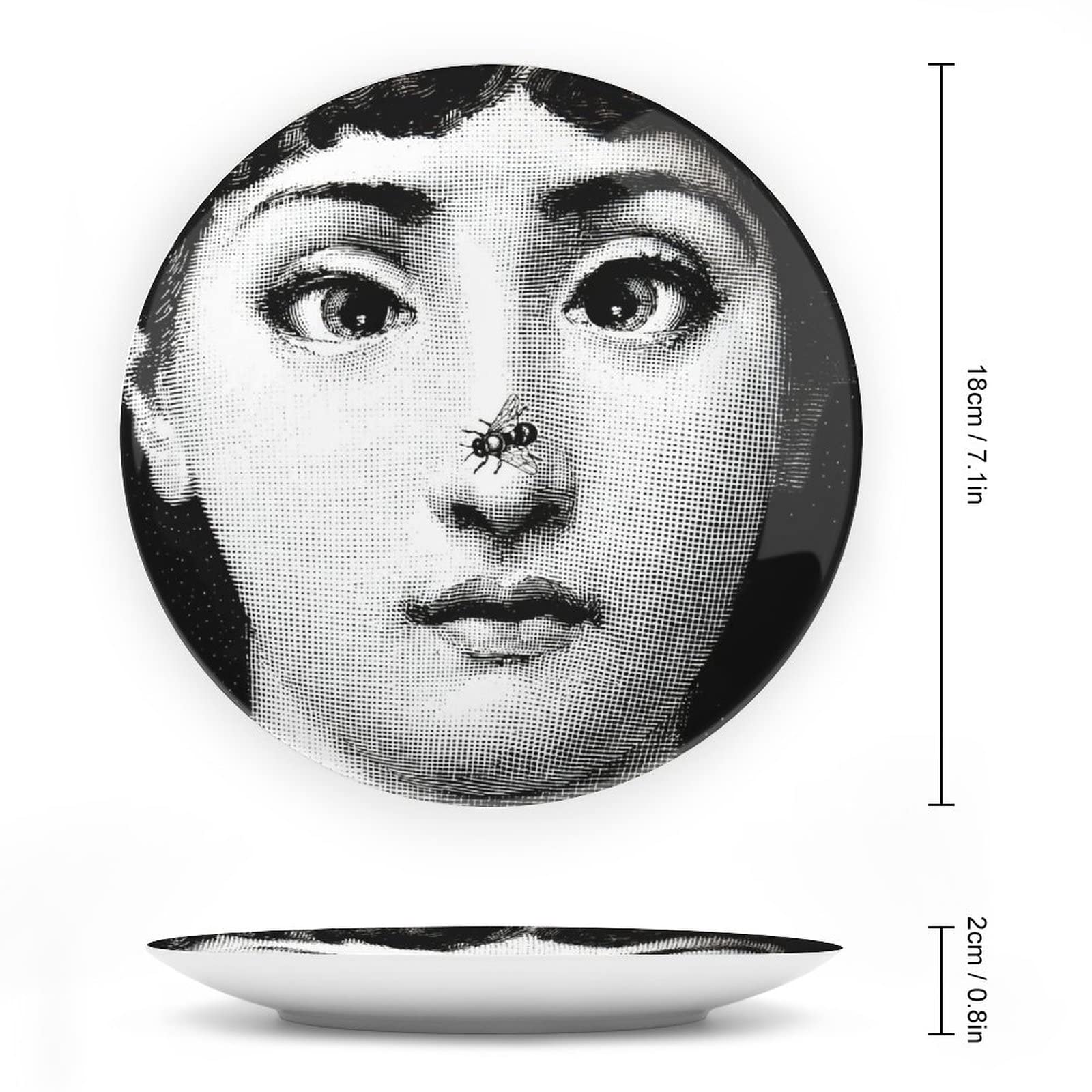 Piatto Lina Cavalieri, Piatto Decorativo da Parete, Decorazione da Appendere alla Parete con Piastra Facciale Misteriosa, Staffa Inclusa E Gancio A Molla Speciale,B16,7inch