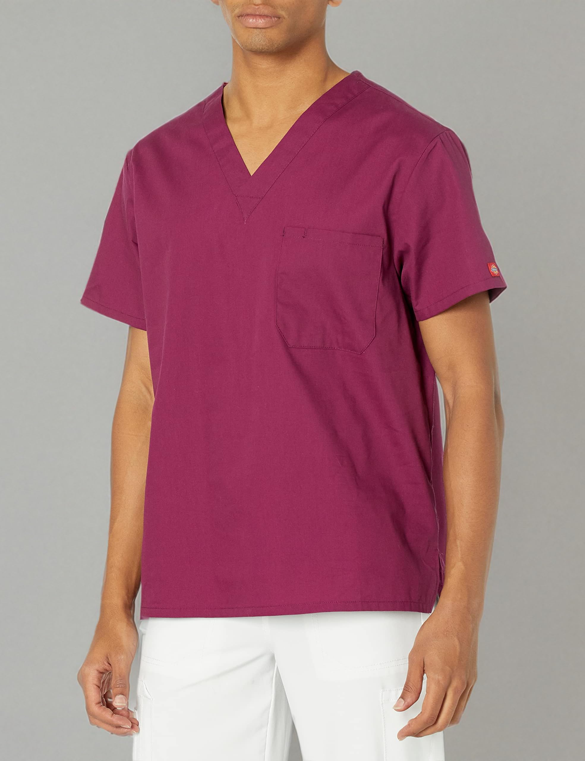 Dickies EDS Signature Scrubs for Women and Scrubs for Men, Unisex One Pocket V-Neck Top in Soft Brushed Poplin 83706