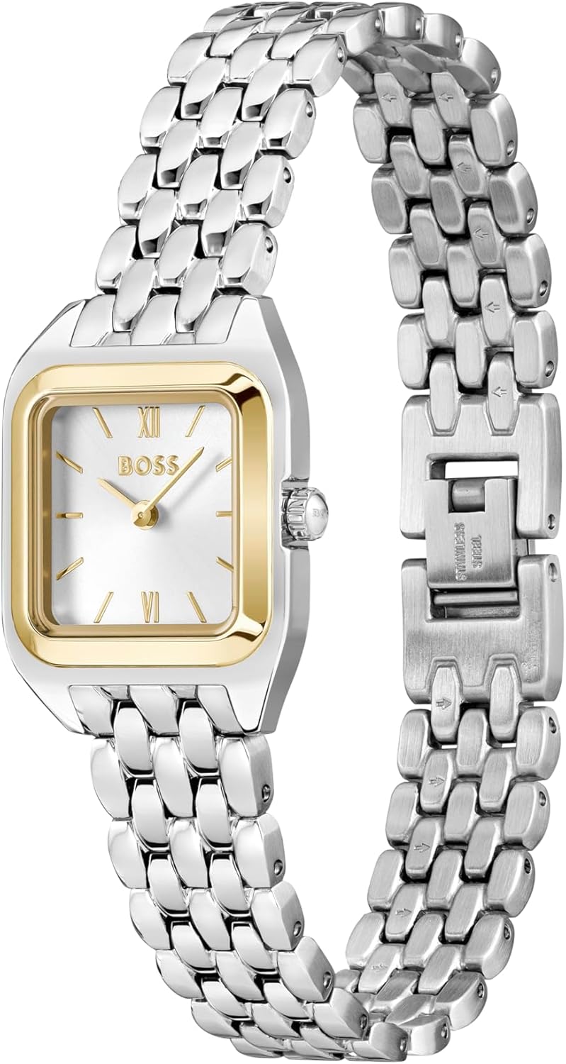 BOSS Women's Mae Petite Watch, Stainless Steel Bracelet 3B Modern, Stylish Timepiece - Gift for Her 22mm